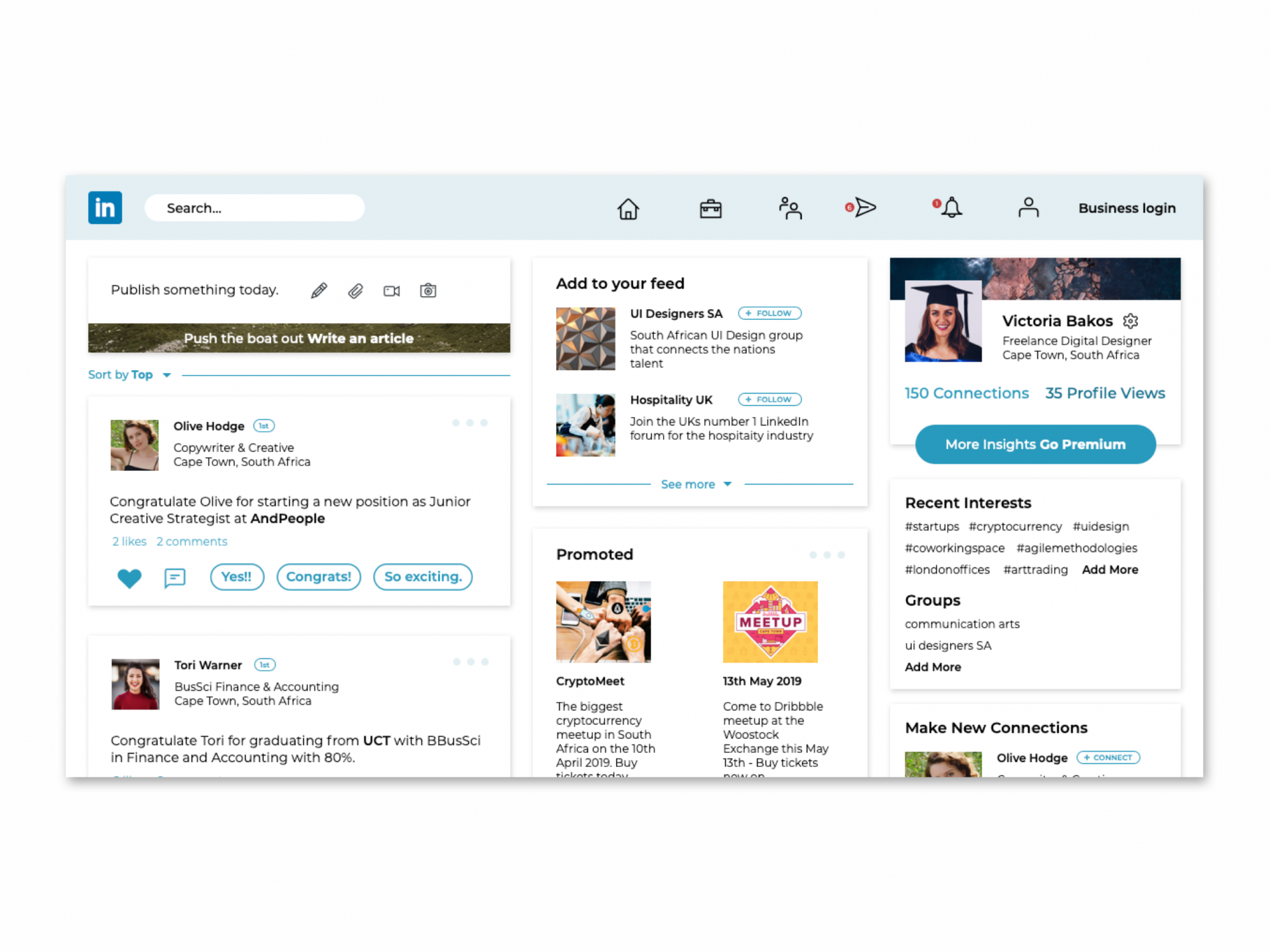 LinkedIn UI Redesign - Victoria Bakos